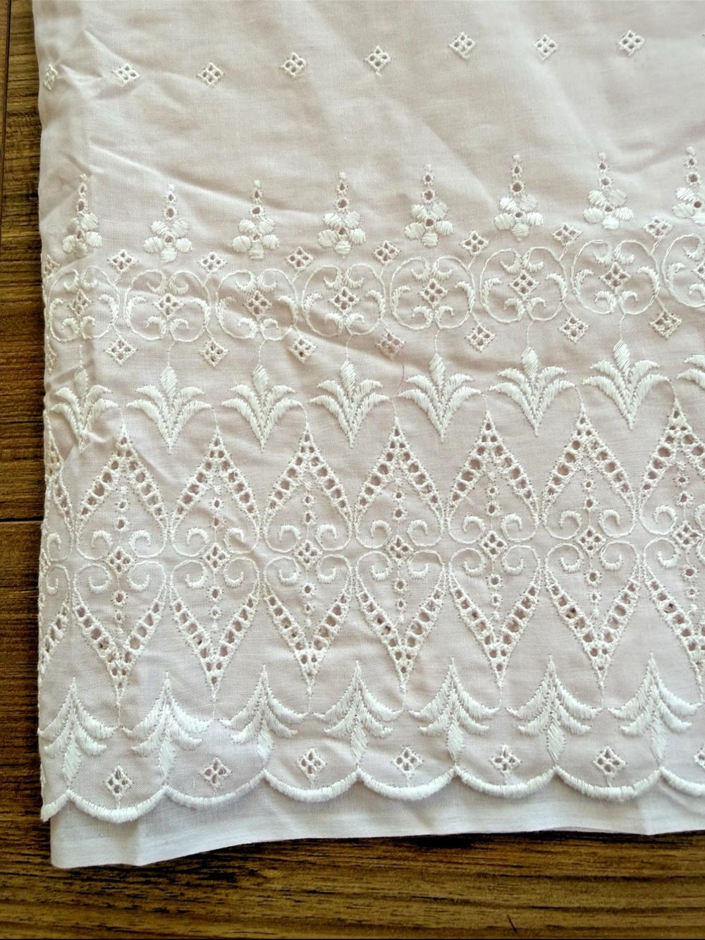 Vintage Pale Pink Eyelet Border Cotton / Cotton Blend Fabric 1 Yard x 44"